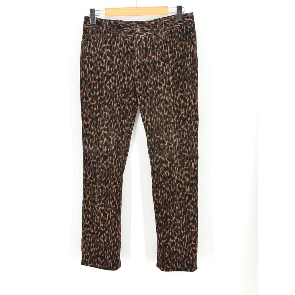 Vintage Harold's Women Leopard Print Corduroy Straight Leg Pants Size 6 Country